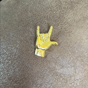 Gold I Love You Hand Gesture Pin